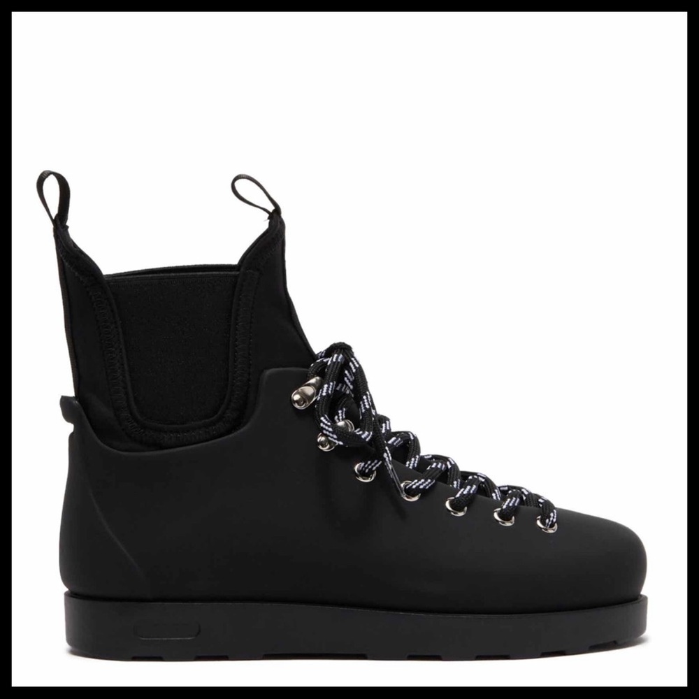 JEFFREY CAMPBELL ANKLE BOOTS LACE UP WATERPROOF BLACK BOOTIES A2C - Picture 8 of 12